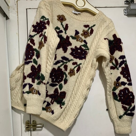 VINTAGE ROUIE FLORAL KNIT WOOL SWEATERS SIZE S - Picture 3 of 10